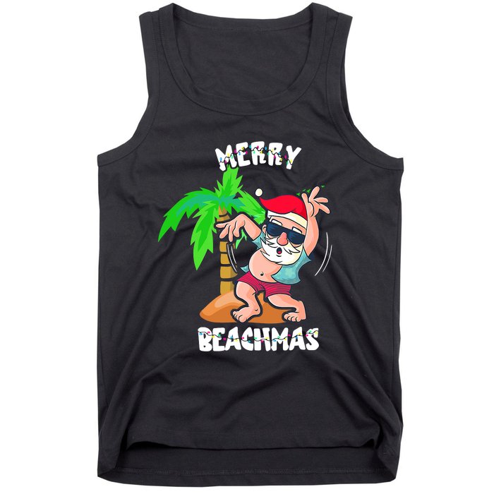 Merry Beach Christmas In July Funny Santa Xmas Pool Party Tank Top