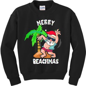 Merry Beach Christmas In July Funny Santa Xmas Pool Party Kids Sweatshirt