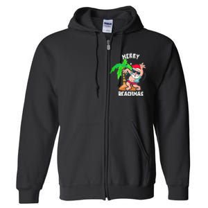 Merry Beach Christmas In July Funny Santa Xmas Pool Party Full Zip Hoodie