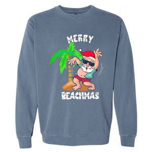 Merry Beach Christmas In July Funny Santa Xmas Pool Party Garment-Dyed Sweatshirt