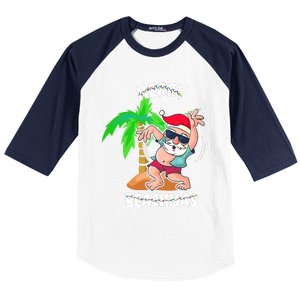 Merry Beach Christmas In July Funny Santa Xmas Pool Party Baseball Sleeve Shirt