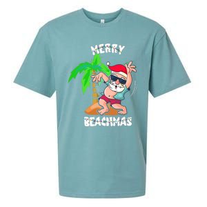 Merry Beach Christmas In July Funny Santa Xmas Pool Party Sueded Cloud Jersey T-Shirt