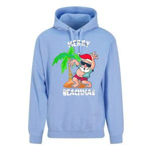 Merry Beach Christmas In July Funny Santa Xmas Pool Party Unisex Surf Hoodie