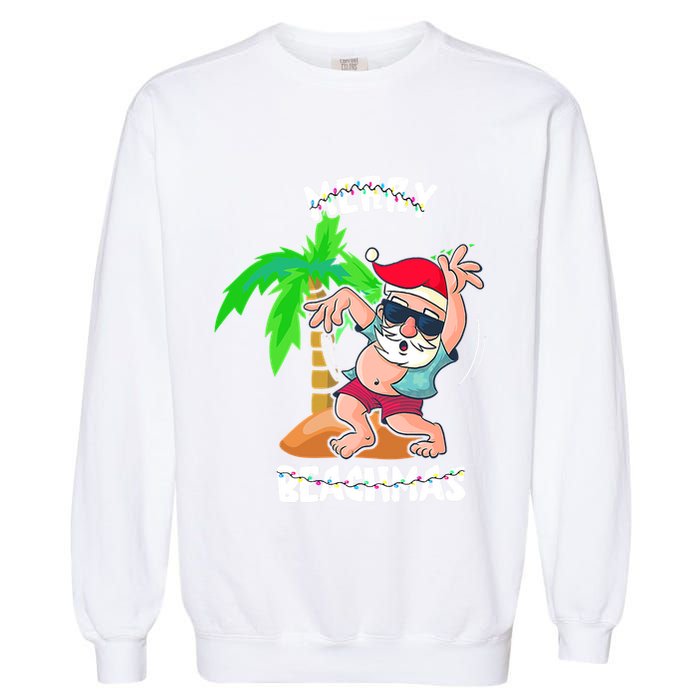 Merry Beach Christmas In July Funny Santa Xmas Pool Party Garment-Dyed Sweatshirt