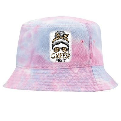 Messy Bun Cheer Mom Leopard Cheerleader Women Mothers Day Tie-Dyed Bucket Hat