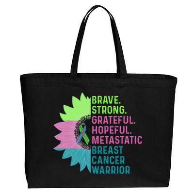 Metastatic Breast Cancer Awareness Care Warrior Cotton Canvas Jumbo Tote