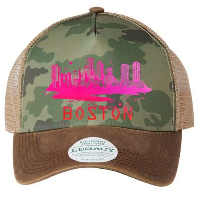 Modern Boston Cityscape Souvenir Boston Skyline Legacy Tie Dye Trucker Hat