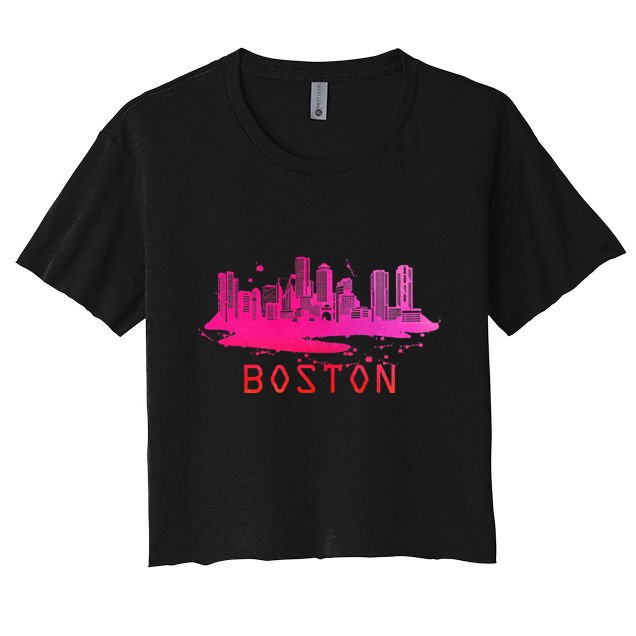 Modern Boston Cityscape Souvenir Boston Skyline Crop Top
