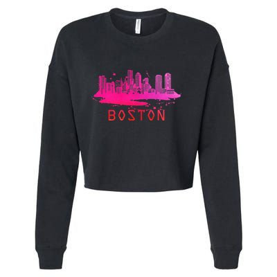 Modern Boston Cityscape Souvenir Boston Skyline Cropped Pullover Crew