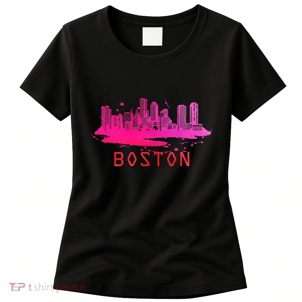 Modern Boston Cityscape Souvenir Boston Skyline Womens T-Shirt