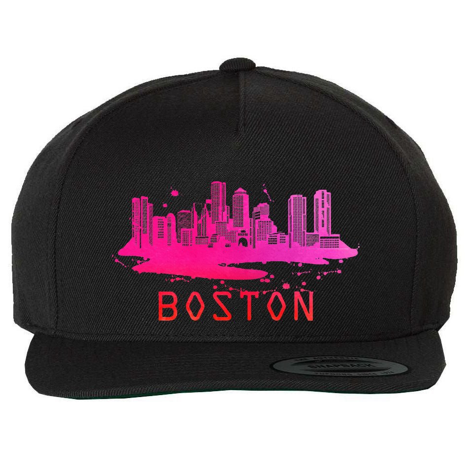 Modern Boston Cityscape Souvenir Boston Skyline Wool Snapback Cap