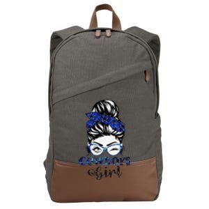 Messy Bun Cowboys Girl Sport Fan Gift Cotton Canvas Backpack