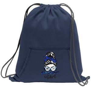 Messy Bun Cowboys Girl Sport Fan Gift Sweatshirt Cinch Pack Bag