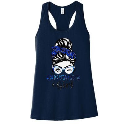 Messy Bun Cowboys Girl Sport Fan Gift Women's Racerback Tank