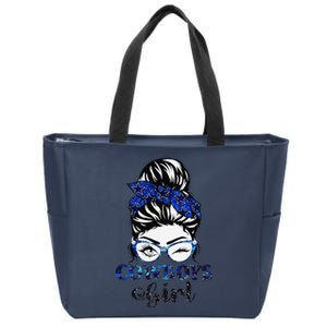 Messy Bun Cowboys Girl Sport Fan Gift Zip Tote Bag