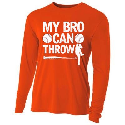 My Bro Can Throw Baseball Brother Player Pitcher Sibling Cooling Performance Long Sleeve Crew