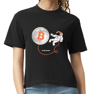 Moon Bitcoin Cryptocurrency Crypto Digital Currency Comfort Colors Boxy T-Shirt