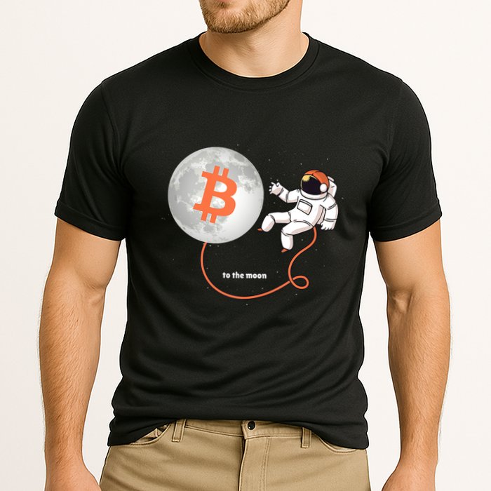 Moon Bitcoin Cryptocurrency Crypto Digital Currency Cooling Performance Crew T-Shirt
