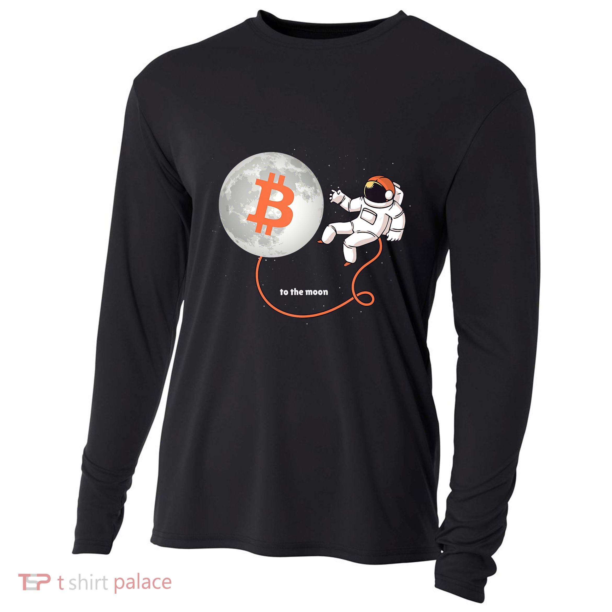 Moon Bitcoin Cryptocurrency Crypto Digital Currency Cooling Performance Long Sleeve Crew