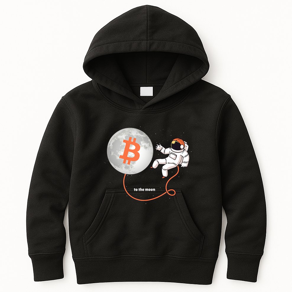 Moon Bitcoin Cryptocurrency Crypto Digital Currency Kids Hoodie
