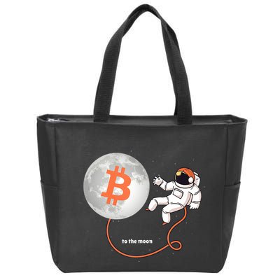 Moon Bitcoin Cryptocurrency Crypto Digital Currency Zip Tote Bag