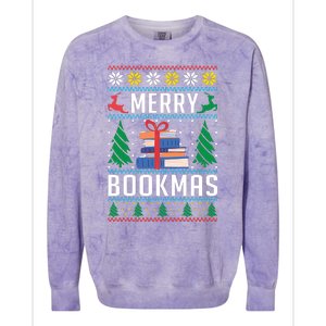 Merry Bookmas Christmas Holiday Book Lover Xmas Colorblast Crewneck Sweatshirt