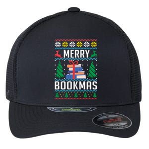 Merry Bookmas Christmas Holiday Book Lover Xmas Flexfit Unipanel Trucker Cap