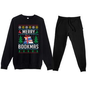 Merry Bookmas Christmas Holiday Book Lover Xmas Premium Crewneck Sweatsuit Set