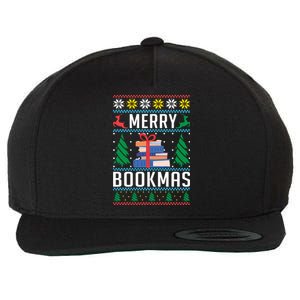 Merry Bookmas Christmas Holiday Book Lover Xmas Wool Snapback Cap