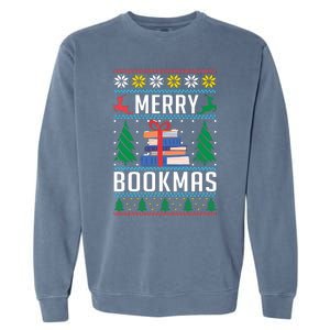 Merry Bookmas Christmas Holiday Book Lover Xmas Garment-Dyed Sweatshirt