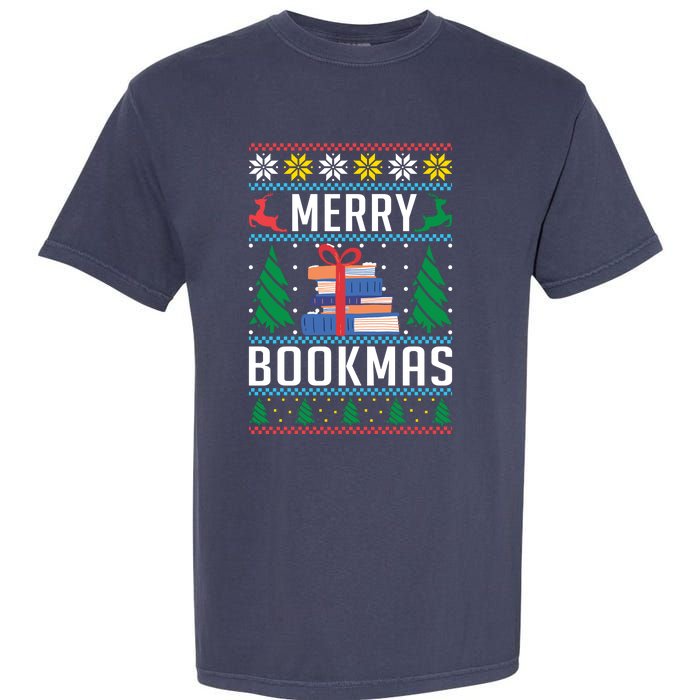 Merry Bookmas Christmas Holiday Book Lover Xmas Garment-Dyed Heavyweight T-Shirt