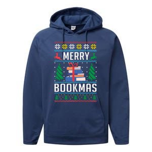 Merry Bookmas Christmas Holiday Book Lover Xmas Performance Fleece Hoodie