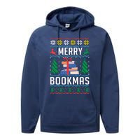 Merry Bookmas Christmas Holiday Book Lover Xmas Performance Fleece Hoodie