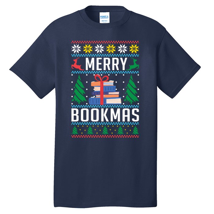 Merry Bookmas Christmas Holiday Book Lover Xmas Tall T-Shirt