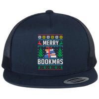 Merry Bookmas Christmas Holiday Book Lover Xmas Flat Bill Trucker Hat