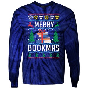 Merry Bookmas Christmas Holiday Book Lover Xmas Tie-Dye Long Sleeve Shirt