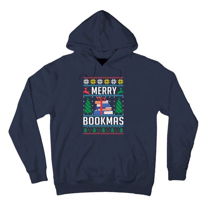 Merry Bookmas Christmas Holiday Book Lover Xmas Tall Hoodie