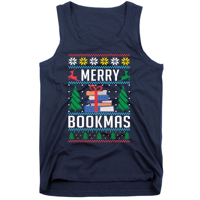 Merry Bookmas Christmas Holiday Book Lover Xmas Tank Top