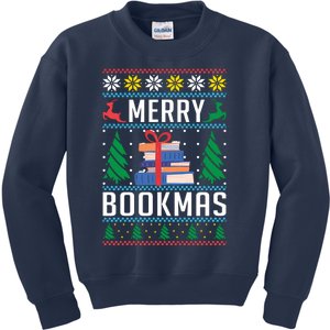 Merry Bookmas Christmas Holiday Book Lover Xmas Kids Sweatshirt