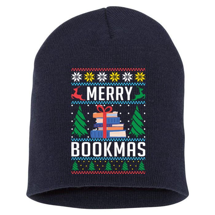 Merry Bookmas Christmas Holiday Book Lover Xmas Short Acrylic Beanie