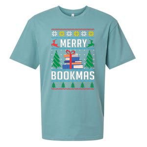 Merry Bookmas Christmas Holiday Book Lover Xmas Sueded Cloud Jersey T-Shirt