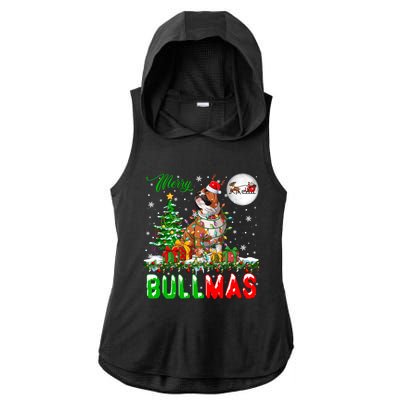 Merry Bullmas Cute Santa Reindeer Bulldog Xmas Owner Lover Gift Ladies PosiCharge Tri-Blend Wicking Draft Hoodie Tank