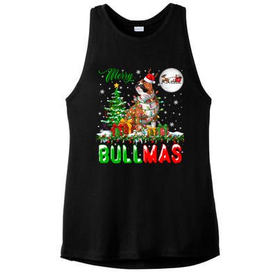 Merry Bullmas Cute Santa Reindeer Bulldog Xmas Owner Lover Gift Ladies PosiCharge Tri-Blend Wicking Tank