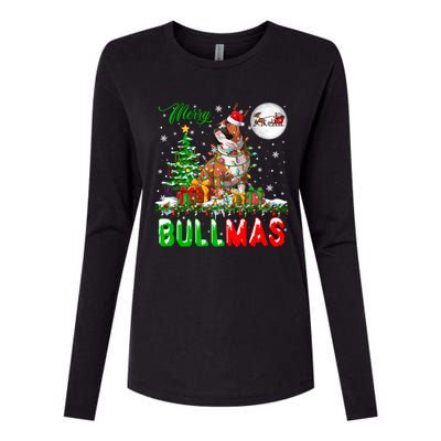 Merry Bullmas Cute Santa Reindeer Bulldog Xmas Owner Lover Gift Womens Cotton Relaxed Long Sleeve T-Shirt