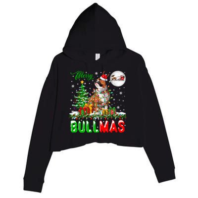 Merry Bullmas Cute Santa Reindeer Bulldog Xmas Owner Lover Gift Crop Fleece Hoodie