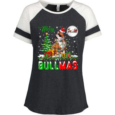 Merry Bullmas Cute Santa Reindeer Bulldog Xmas Owner Lover Gift Enza Ladies Jersey Colorblock Tee