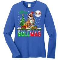 Merry Bullmas Cute Santa Reindeer Bulldog Xmas Owner Lover Gift Ladies Long Sleeve Shirt