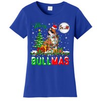 Merry Bullmas Cute Santa Reindeer Bulldog Xmas Owner Lover Gift Women's T-Shirt