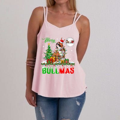 Merry Bullmas Cute Santa Reindeer Bulldog Xmas Owner Lover Gift Women's Strappy Tank