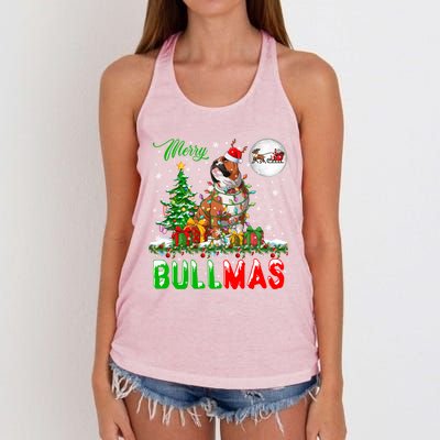 Merry Bullmas Cute Santa Reindeer Bulldog Xmas Owner Lover Gift Women's Knotted Racerback Tank